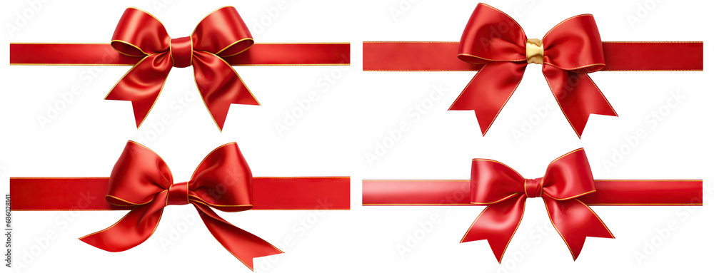 Set of red ribbons and bows, cut out Set of red ribbons and bows, cut out