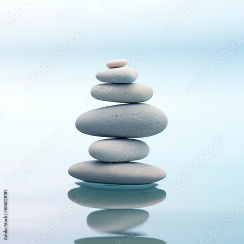 Feng Shui Harmony  Stacked Stones and Flowing Water - Elemental Tranquility