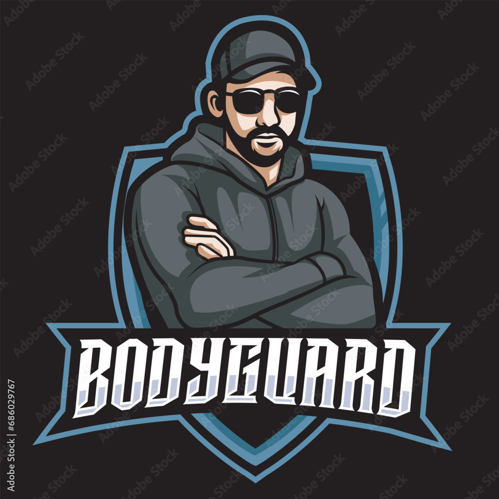 bodyguard mascot logo concept illustration bodyguard mascot logo concept illustration
