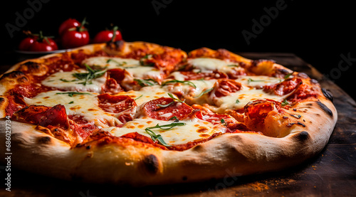 Comida Italiana - Pizza margarita - Pizza napolitana - Albahaca, mozzarella, queso, tomate, cherrys photo