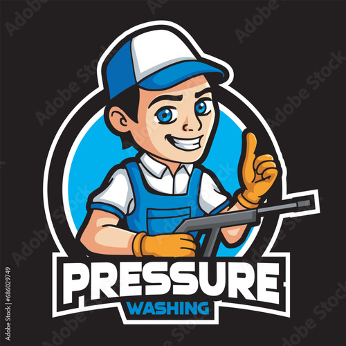 Washer Pressure worker mascot character