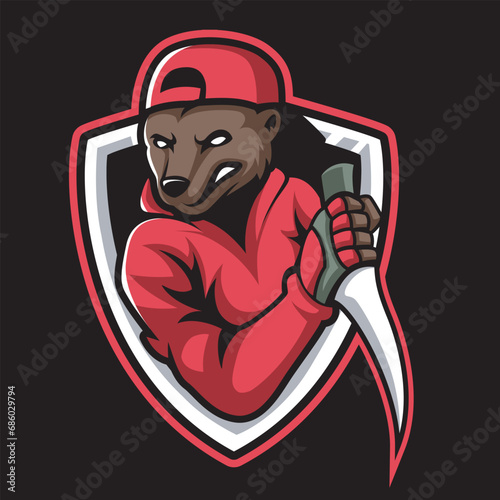 Bear ninja mascot logo design. Bear ninja vector illustration