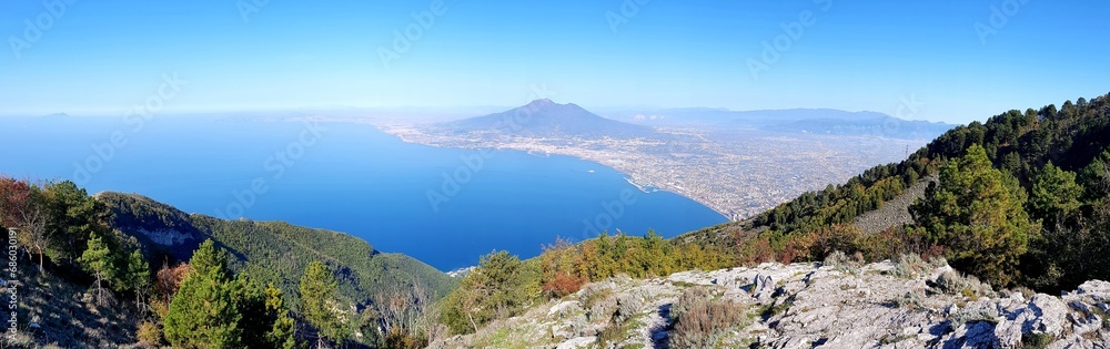 Panoramic view of Kefalonia from Mount Athos, Greece