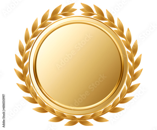 golden medal with ribbon