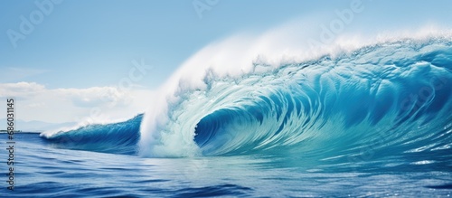 Ocean wave breaks in Maldivian waters.