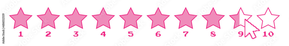 Star rating in y2k style. Audience rating. Vector illustration