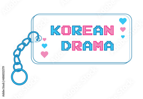 Keychain with the inscription korean drama. Vector illustration
