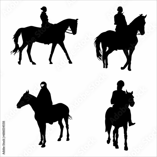 Collection of silhouettes of horse riders