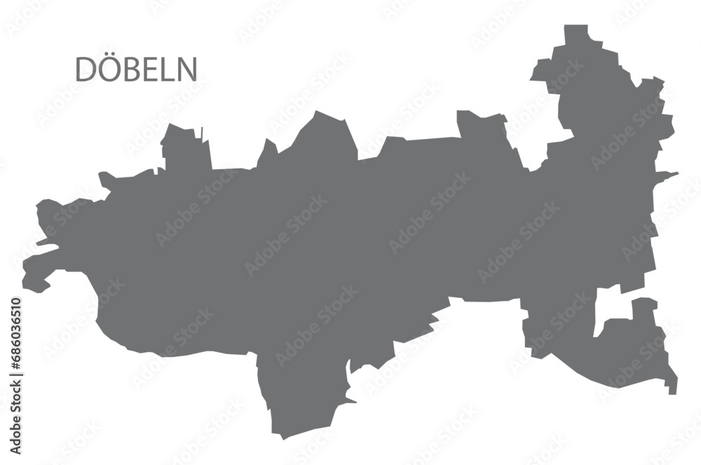 Döbeln German city map grey illustration silhouette shape