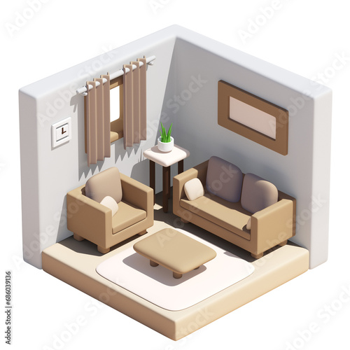 거실 인테리어 Isometric Living Room Interior © asri80