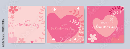 Social media post templates for Valentine's Day. Vector illustration for banner and web advertising design.