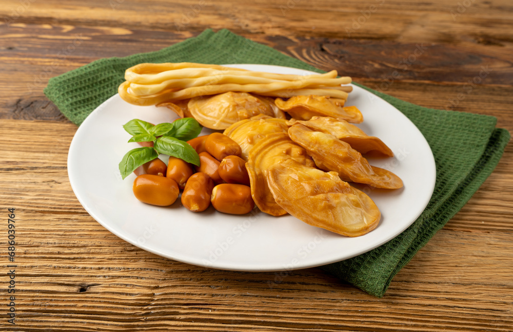 Polish Smoked Cheese, Traditional Oscypek, Slovak Mountain Snack, Sheep Milk Product Polish Smoked Cheese, Traditional Oscypek, Slovak Mountain Snack, Sheep Milk Product