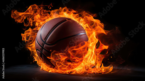 basketball with fire flame on black background © Rangga Bimantara