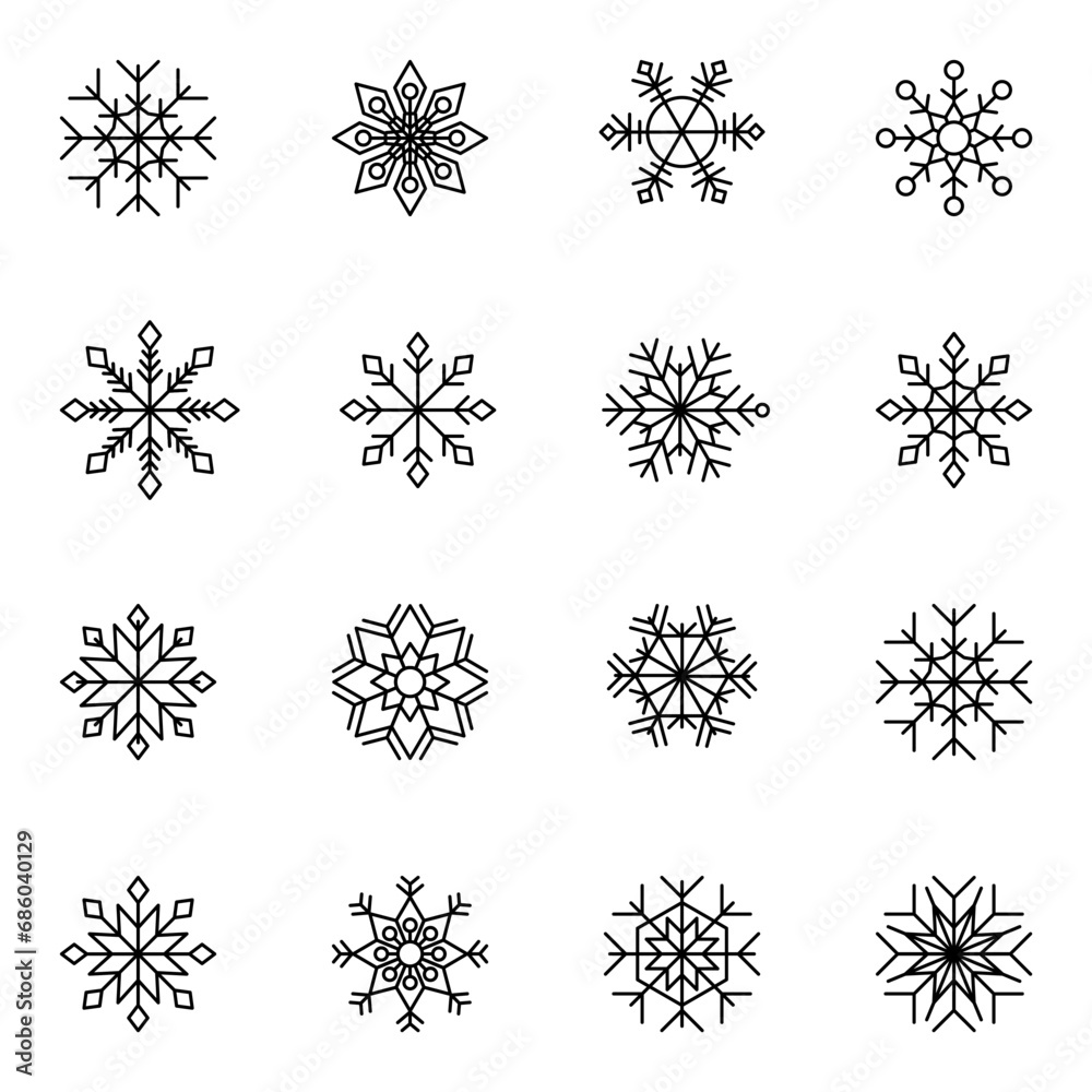 Winter snowflake silhouette collection for Christmas design Winter snowflake silhouette collection for Christmas design