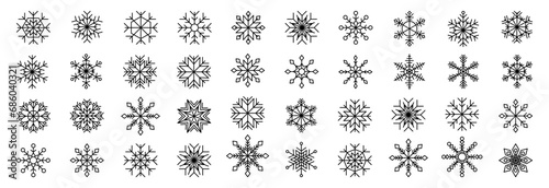 Winter snowflake silhouette collection for Christmas design photo