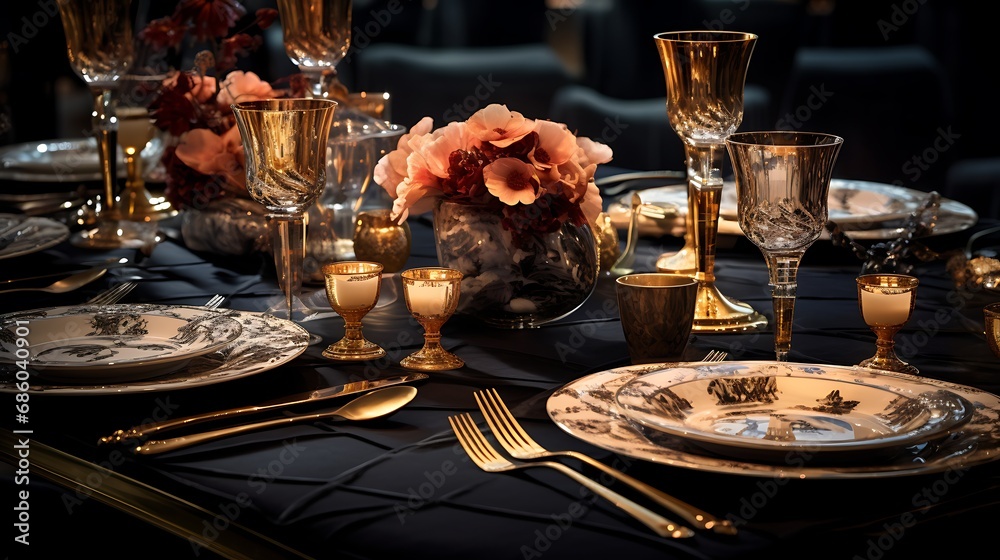 Sophisticated and luxurious table settings