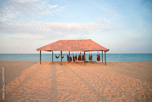 Fototapeta Naklejka Na Ścianę i Meble -  rest area and hammocks on Guajira beaches
