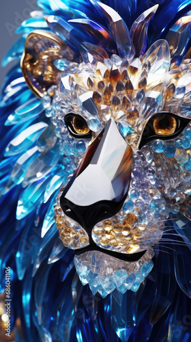 Zodiac sign Lion made of a sparkling shiny colorful crystals