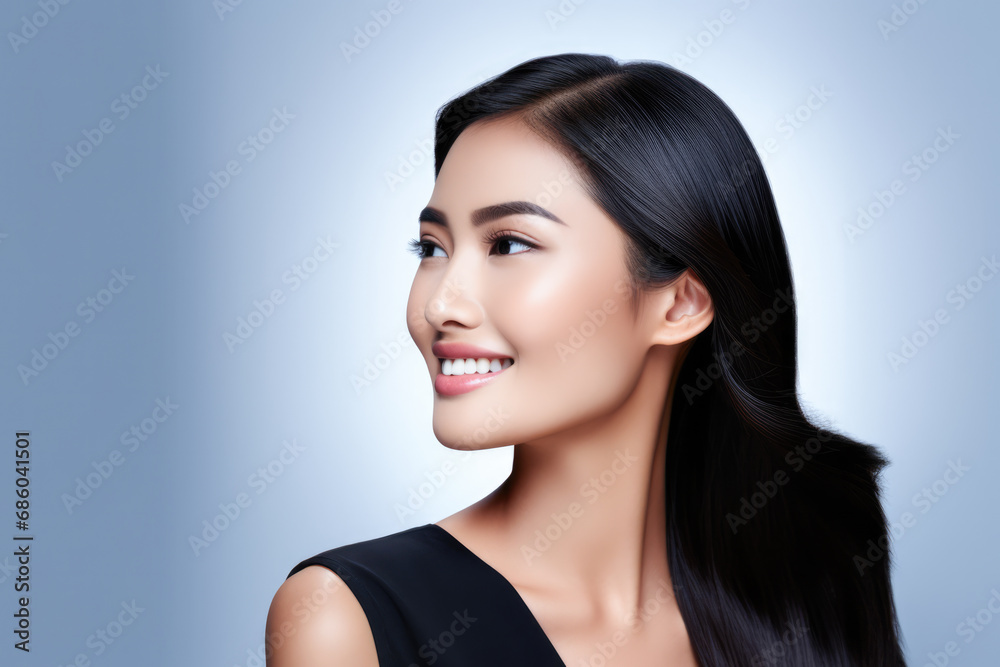 Elegant Asian woman with sleek hair Elegant Asian woman with sleek hair
