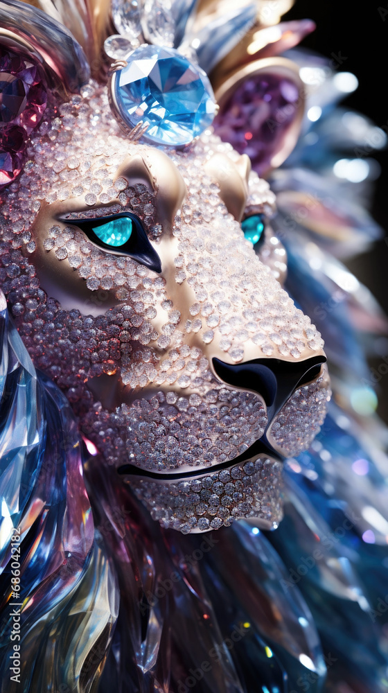 Zodiac sign Lion made of a sparkling shiny colorful crystals Zodiac sign Lion made of a sparkling shiny colorful crystals
