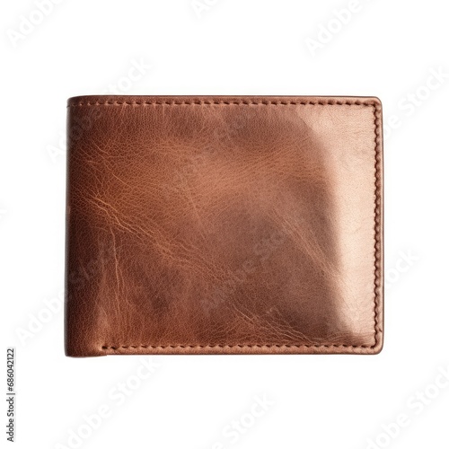 Refined Brown Leather Wallet Isolated on White - Elegant Accessory Image
