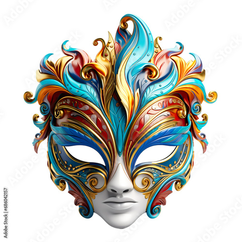 3d carnival mask isolated on transparent background.