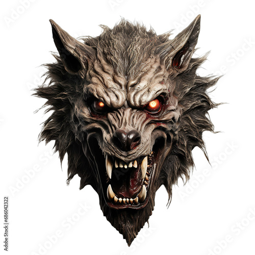 Werewolf Snarl Mask isolated on transparent background.
