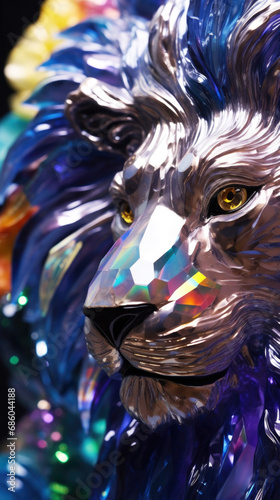 Zodiac sign Lion made of a sparkling shiny colorful crystals