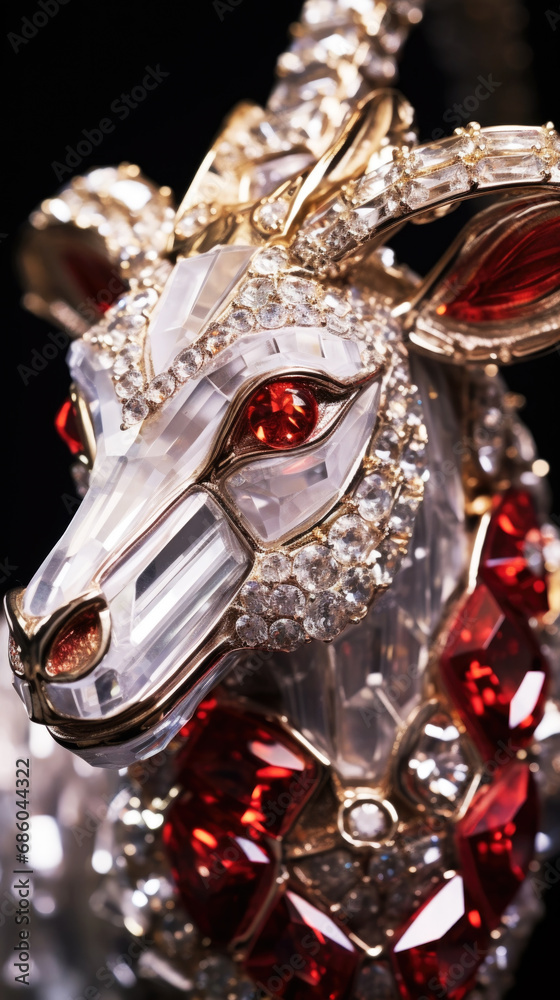 Zodiac sign Capricorn made of a sparkling shiny colorful crystals