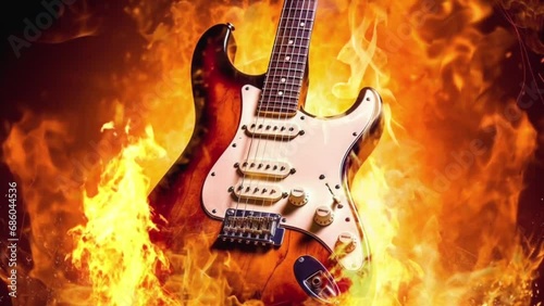 Blazing Electric Guitar: A Fiery Performance photo