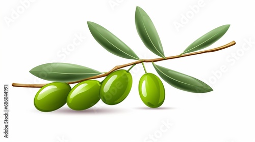 Clipping path for olive tree branch, green olives with leaves isolated on white background.