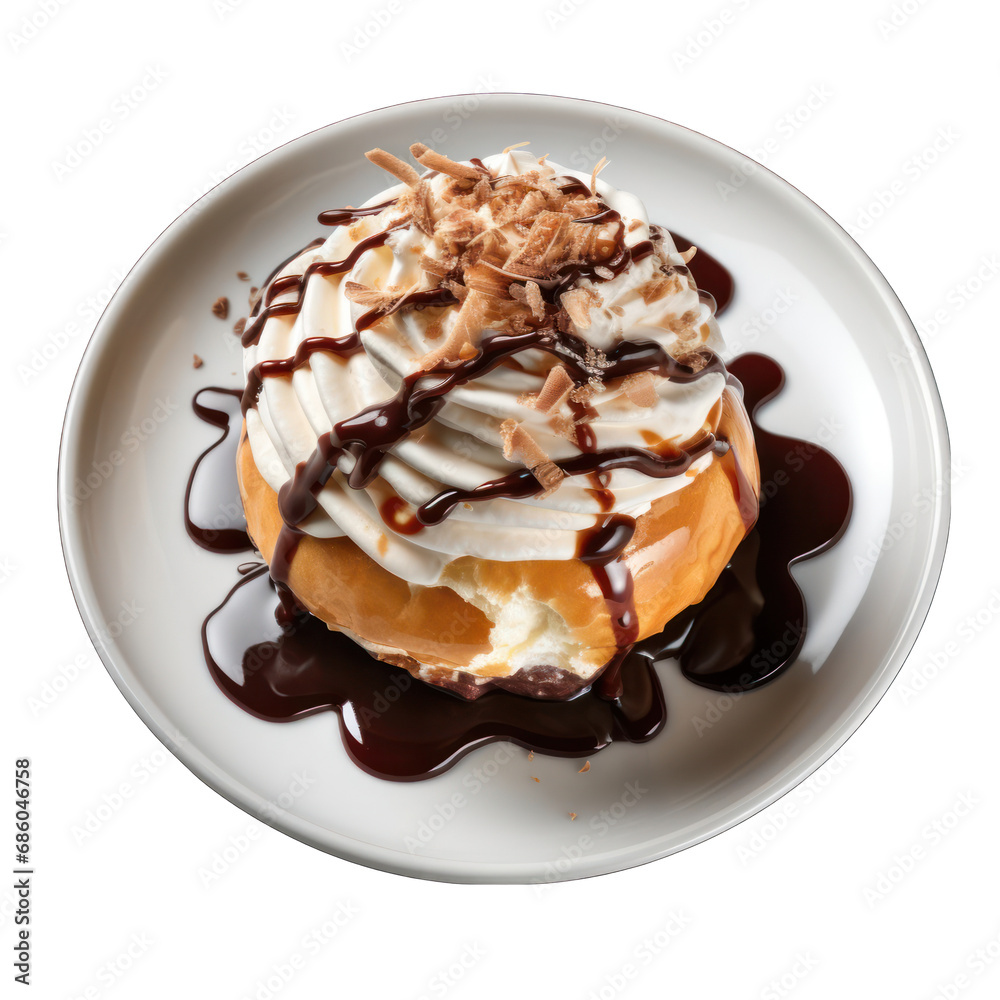 Profiterole on Plate Isolated on Transparent or White Background, PNG Profiterole on Plate Isolated on Transparent or White Background, PNG