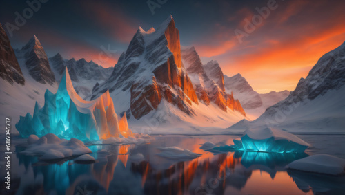 Gletscher im Sonnenuntergang