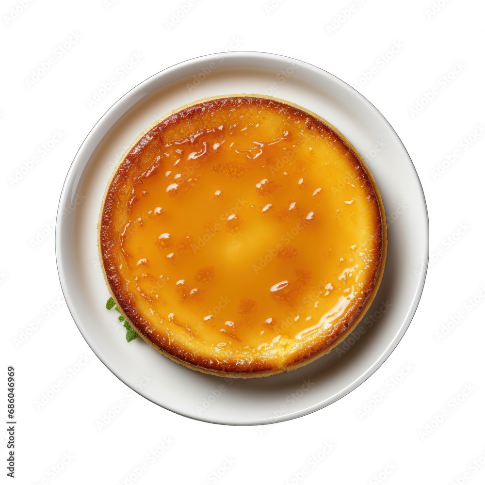Custard Tart on a Plate Isolated on Transparent or White Background, PNG Custard Tart on a Plate Isolated on Transparent or White Background, PNG
