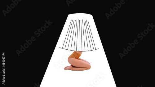 Stop motion. Animation. Female body as part of a lamp. Concept of pleasant, nice person photo