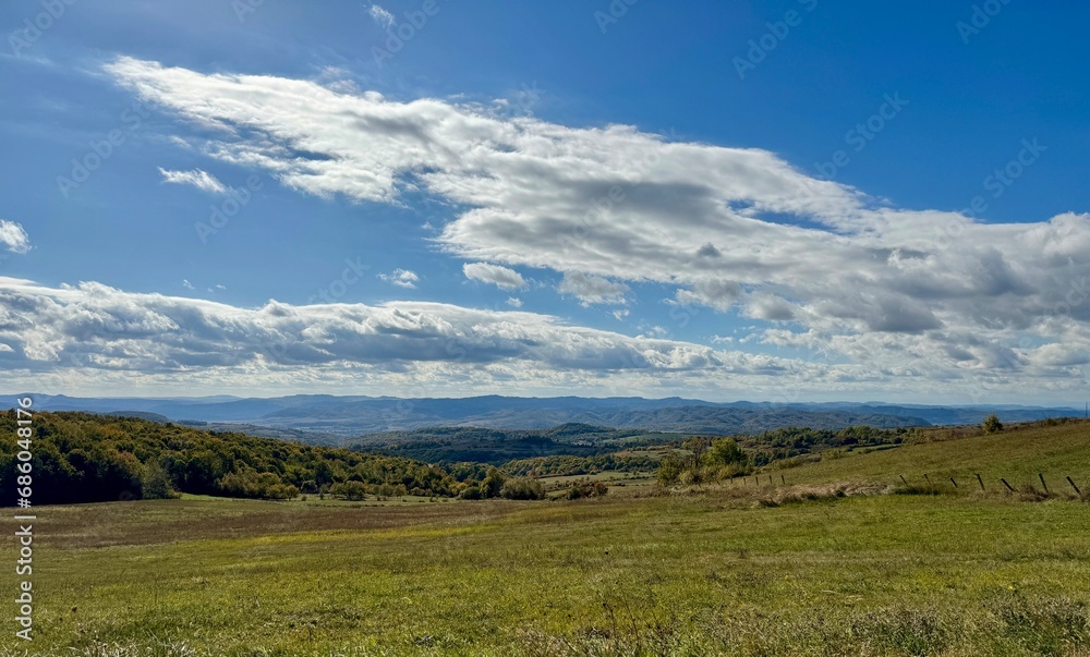 landscape with blue sky