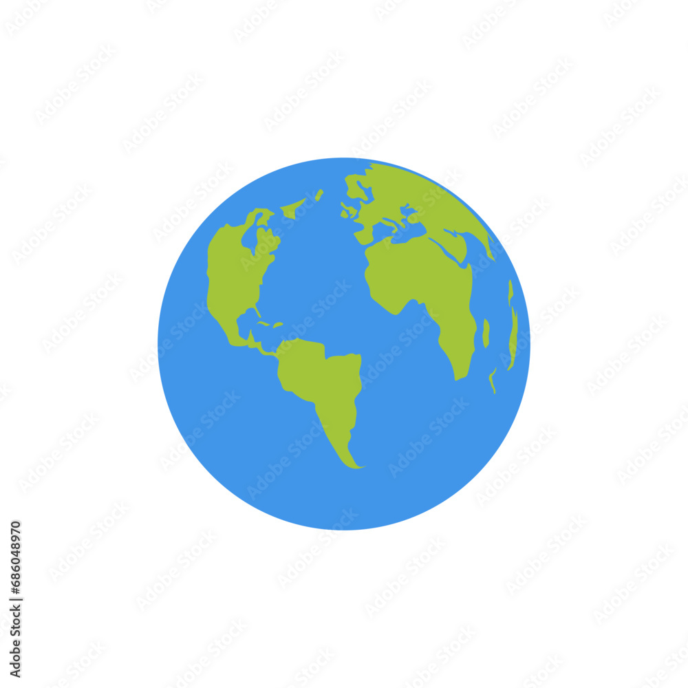 Earth globes isolated on white background. Flat planet Earth icon. Vector illustration.