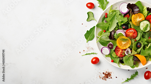 Fresh green salad with leaves