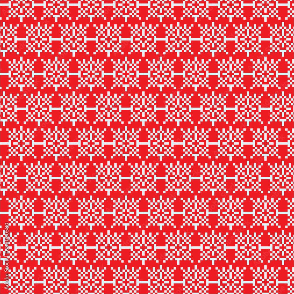 Seamless New Year's abstract pattern with snowflakes on background pixel Seamless New Year's abstract pattern with snowflakes on background pixel