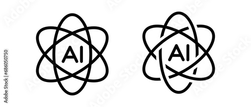 Artificial intelligence icon vector set. Digital atom symbol
