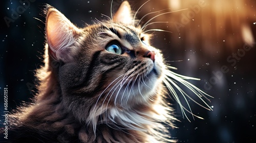 photography of A mesmerizing feline moment perfectly captured. This AI-generated image of a cat exudes grace and charm