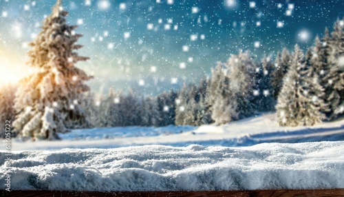 Winter background of snow and frost with free space