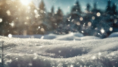 Winter background of snow and frost with free space © Marko