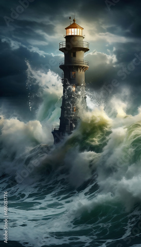 lighthouse in storm