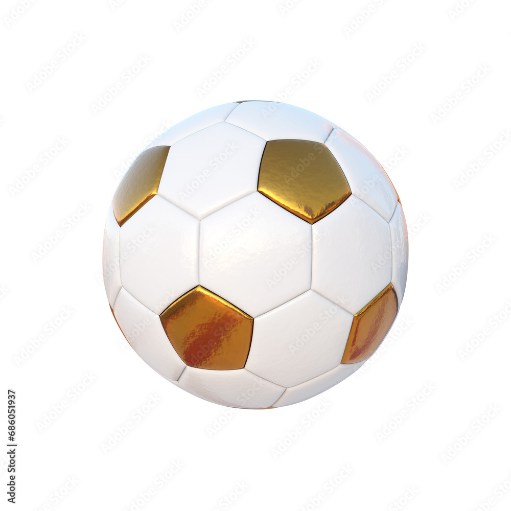 Fototapeta premium Goldent and White Soccer Ball With White Background