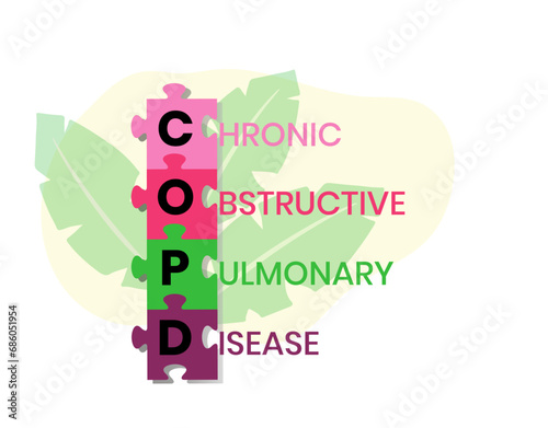 COPD - Chronic Obstructive Pulmonary Disease acronym, medical concept background. vector illustration concept with keywords and icons. lettering illustration with icons for web banner