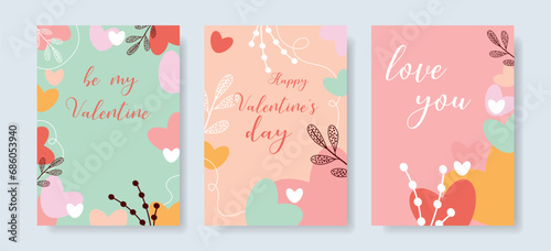 Collection of Valentines. Happy Valentine's day. Banner, postcard for Valentine's Day.