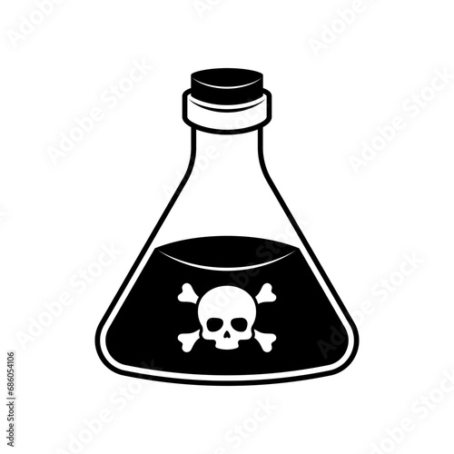 Bottle of poison icon isolated.Glass beaker with a poisonous liquid.	