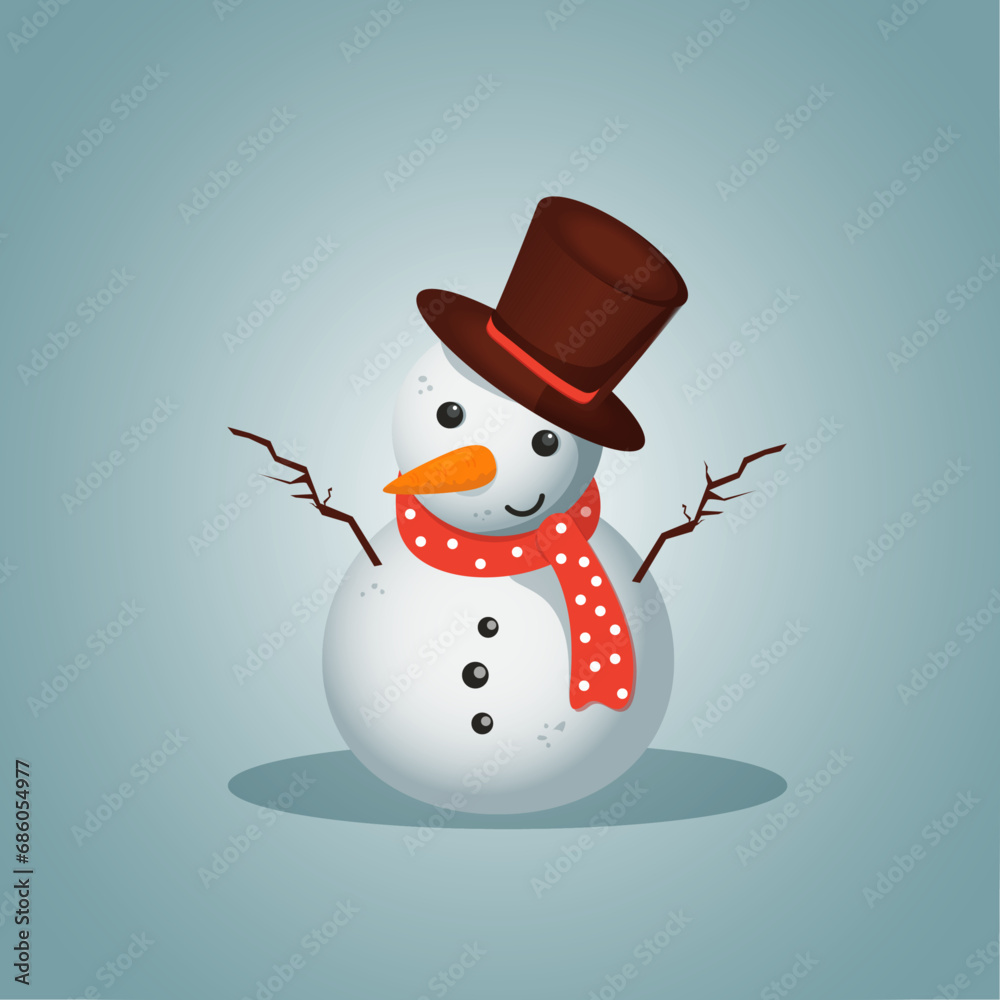 snowman with hat and scarf