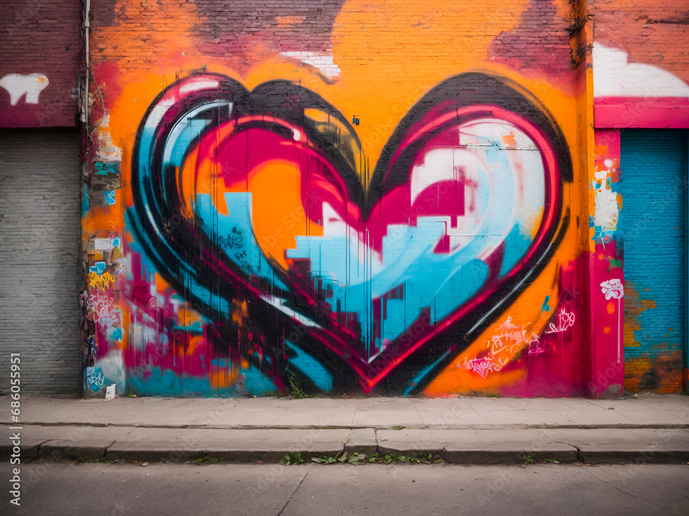 A graffiti heart on an urban wall